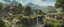 Placeholder: a busy outdoor surrealist market, in a beautiful surreal outdoor countryside summer scene, with hills, fields, & hedgerows, intricate dwellings, many pathways & stairways, streams, waterfalls, & a waterwheel : in the style of Salvador Dali & Hieronymus Bosch, very high detail, photorealistic, epic cinematic, 8K, Large depth of field