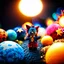 Placeholder: Detailed people, creepy street made of modeling clay and felt, village, stars, galaxy and planets, sun, volumetric light flowers, naïve, Tim Burton, strong texture, extreme detail, Yves Tanguy, decal, rich moody colors, sparkles, Harry Potter, bokeh, odd