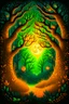 Placeholder: Design a cover featuring an enchanted forest with trees adorned with glowing jack-o'-lanterns, mystical creatures like owls and bats, and a crescent moon casting an eerie glow.