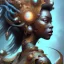 Placeholder: sango fantasy, fantasy magic, intricate, sharp focus, illustration, highly detailed, digital painting, concept art, matte, masterpiece head sexy view black African beauty black afro hair space lady turquoise carp skin African space landslide