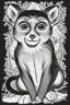 Placeholder: A delightful coloring page design showcasing an adorable baby monkey in a charmingly naive art style. The artist has skillfully created a whimsical scene with minimal details and a focus on bold, thick black outlines. The endearing fox, prominently positioned in the center, is the highlight of this illustration. The all-white background beautifully complements the simplistic design, allowing young artists to unleash their creativity. As the baby fox takes center stage, a subtle hint of its