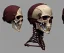 Placeholder: skeleton thinking helmet, wearing clamp tool hat head, schematic