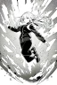 Placeholder: running girl, greyscale