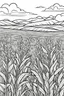 Placeholder: coloring page, field of wheat, cartoon style, thick lines, low detail, no shading