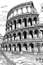 Placeholder: imagine prompt coloring page , "Illustrate the grandeur of the Colosseum in Rome, capturing its iconic architecture and historical significance. Convey a sense of awe and reverence associated with this ancient Roman amphitheater, without people, a white background 9:11