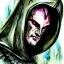 Placeholder: dnd, fantasy, watercolour, portrait, head, face, ilustration, dark cultist, hooded figure, armour, satanic