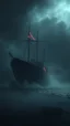 Placeholder: ,surrealism of the dark of a nightmare , hyper photorealistic, hyper detailed gray art color, high resolution, fog, octane render, tilt shift, HDRI Environment, all pictures dark gray, a torpedo hitting a ship