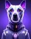 Placeholder: a beautiful portrait of cyberpunk dog, purple blue color, high key lighting, volumetric