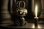 Placeholder: cute coffeshop creature H. R. Giger in candlelight