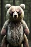 Placeholder: upclose realistic and mysterious photography,12k ultra-high-definition rendering of a scary bear, he is partially a robot, white furr coat, red scratch marks on him, showing thangs,exudes a sinister aura under the Forrest's dark and mysterious lighting