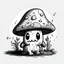 Placeholder: mushroom, black and white, cartoon, drawing, cute, creature, simple