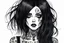 Placeholder: create a disturbing horror full body sketch of a dark haired, savage, gothpunk vampire girl with highly detailed , sharply defined hair and facial features, in the style of Junji Ito, precisely drawn, inked, with dramatic edges,