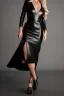 Placeholder: blonde woman, black leather gown, evil