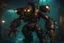 Placeholder: Big Daddy in bioshock model with 8k solo leveling shadow artstyle, venom them, Underwater, neon water, full body, intricate details, highly detailed, high details, detailed portrait, masterpiece,ultra detailed, ultra quality