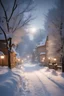 Placeholder: A winter wonderland scene with freshly fallen snow blanketing the streets and rooftops. The air is crisp and cold, carrying the festive spirit of the New Year. A snowflake gently lands on the lens of the camera, obscuring the view momentarily. In the distance, the snow-covered trees sway gently in the breeze, their branches heavy with frost. The streetlamps cast a warm, yellow glow onto the pristine white landscape, illuminating the way for passersby. A single, snow-covered bench sits lonely ami