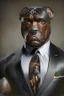 Placeholder: Bodybuilder Lee Haney with the face of a Rottweiler dog A dog's head instead of a person's head Only the player's body with a bulldog head on it He wears a luxurious black suit and holds a luxurious cigar The suit covers the body. In the mouth of the dog there is a luxurious Rottweiler dog head