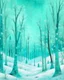 Placeholder: A cyan winter forest with falling snowflakes designed in Chinese paper art painted by George Inness