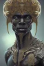 Placeholder: black male African alien, cracks in the head, wicked, Asian eyes, crown, blood, 8k, finely detailed, photo realistic, Boris Vallejo style turquoise skull head gold dragon space alien rain skeleton gold tooth silver helmet silver space suit spaceships