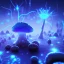 Placeholder: Spherical Frost metal magic armoured lightning glowing Mycelium MUSHROOM stars galaxy SPACE lANDSCAPE BURNING IN BLUE FLAMES hellfire abyss math chaos vivid cell