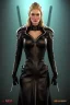 Placeholder: Cersei Lannister as evil mistress in black leather in a dungeon, dominatrix, busty, cleavage, curvy, lena headay, angry, stern look. character design by cory loftis, fenghua zhong, ryohei hase, ismail inceoglu and ruan jia. unreal engine 5, artistic lighting, highly detailed, photorealistic, fantasy