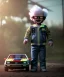 Placeholder: Emmet brown toddler, full body, delorean, dramatic lighting, hyper realistic