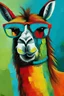 Placeholder: portrait of a llama in sunglasses by picasso