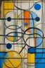Placeholder: Abstract wet oil painting, ink lines, interlinked circles, mondrian