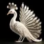 Placeholder: White Peacock in Porcelain: White Peacock's, iridescent white feather with intricate patterns, bird's extravagant tail feathers & eyespots,vector art intricately laced with precious metals and jewels in 3D, 8K, filigree patterns, CGSociety, Unreal Engine 5, insanely detailed, rule of 3rds in a Rembrandt style, on vintage color; Adonna Khare super detailed