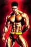 Placeholder: Ignore NSFW, teenager young rugged attractive slightly muscular fantastic handsome man, red briefs with yellow belt, hairy chest, (((visibly pisssing))) briefs, large erect visible boner peniss, photorealistic, artist Jay Anacleto