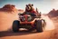 Placeholder: portrait of yogi bear driving highly symmetric metallic rocket propelled mad max ATV that looks like a helmet with rounded glass bubble roof in red desert, bokeh like f/0.8, tilt-shift lens 8k, high detail, smooth render, down-light, unreal engine, prize winning