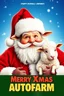 Placeholder: Create a 1990s-style movie poster featuring a jolly, portly Santa Claus merged with a fluffy, endearing sheep. The poster should capture the festive and comedic spirit of 'National Lampoon's Christmas Vacation.' Include the title 'Merry Xmas Autofarm' prominently, with a nostalgic and humorous holiday vibe. Use bright, cheerful colors and playful elements to make the poster stand out.