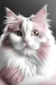 Placeholder: photograph of a cat with white fur and pink stripes, incredibly soft fur, photorealistic