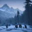 Placeholder: Five people hunting in a snowy forest, sense of fear, mountain hut in the background, Alps, night, 8k, HD, cinematography, photorealistic, Cinematic, Color Grading, Ultra-Wide Angle, Depth of Field, hyper-detailed, beautifully color-coded, insane details, intricate details, beautifully color graded, Cinematic, Color Grading, Editorial Photography, Depth of Field, DOF, Tilt Blur, White Balance, 32k, Super-Resolution, Megapixel, ProPhoto RGB, VR, Halfrear Lighting, Backlight, Natural Lighting