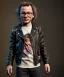 Placeholder: Heath ledger toddler, full body, sneaker, leather jacket, floral shirt, soft skin, dramatic lighting, hyper realistic