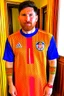 Placeholder: Messi wearing the Moroccan shirt .