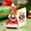 Placeholder: elf as dollie deluxe, bright eyes, playing card, toy train