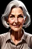 Placeholder: Portrait, best quality, realistic, photo-realistic, masterpiece, semi realistic, extremly detailed eyes and face, a older woman with wrinkles. She has brown eyes, a round face and white hair. She has a warm smile and is wearing a shirt.