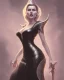 Placeholder: old evil queen in black leather gown, femme fatale, volouptous, busty, cleavage, angry, emperious, 8k resolution concept art portrait by Greg Rutkowski,