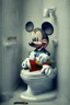 Placeholder: Mickey mouse sitting on a toilet