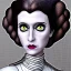 Placeholder: extrem tim burton style of princess leia, sharp focus,3D, ultra detailed, hazel iris