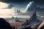 Placeholder: Distant City, rocks foreground, clouds