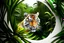 Placeholder: white,background,looking,through,a 3-d, hole,or,window,,and seeing tiger in tropical jungle, make,sure,all,fits,on,the,page