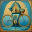 Placeholder: a bicycle in the style of orthodox paintings