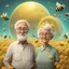 Placeholder: Grandpa and grandma in a planet of bee, realistic