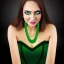 Placeholder: fullbody portrait of beautiful young busty atletic amazon Brunette woman with big green eyes with big emeralds necklace by Anthony Devas 8k