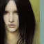 Placeholder: a painting of a woman with long black hair,an oil painting, painted by addition of overlapping layers of color, glazing technique, hyper realistic painted long tangled black hair ,very pale skin, intricate precise detail, inspired by John William Waterhouse, figurative art, in yoji shinkawa's art style, closeup faces, annoyed expression, looking directly at us, weak and weary, hyper realistic facial feature painting, red rimmed eyes dark circles, pouty parted lips, hyper realistic oil painting,