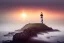 Placeholder: Lighthouse in England, foggy day with a climp of sunset