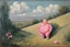 Placeholder: Big pink plastic fat Boy doll.19th painting