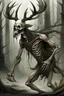 Placeholder: wendigo with deer skull covering head and face and emaciated full body image