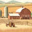 Placeholder: Vector. Minimal. color. 2D animated. agriculture Work on the farm. 1800 AD. Digital painting, Old